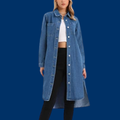Nora – Klassisk langermet denimskjortekjole med knapper